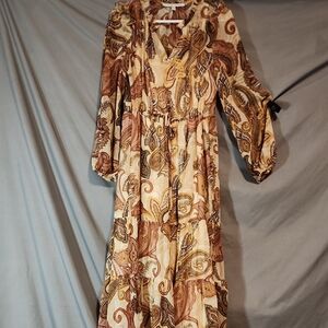 Julia Jordan Brown and Cream Paisley Dress